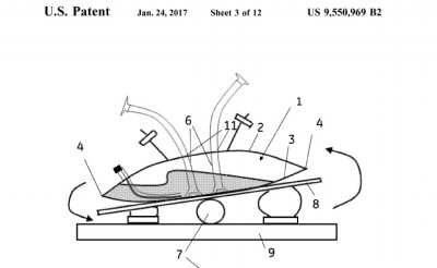 An image taken from GE's patent for an inflatable bag for cell cultivation. c/o www.freepatentsonline.com/9550969.pdf