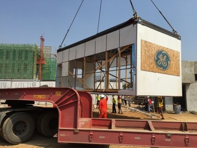 The building's shell arrived in China in August (Image: GE Healthcare)