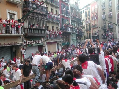 Not the start of 3P's recruitment drive: The annual running of the bulls in the CMO's hometown of Pamplona is a huge draw